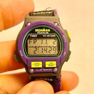 RARE Timex Ironman Triathlon Ladies/Womens/Unisex Watch Purple INDIGLO Vintage